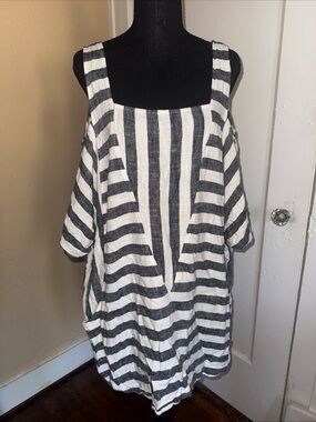 Breezy Coastal Relaxed Fit Soft Surroundings Sunset Park Striped Tunic Top